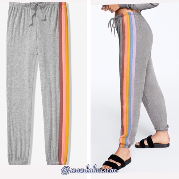 PINK Victoria's Secret Pants - 💕VS PINK GREY RAINBOW CLASSIC COZY PANTS